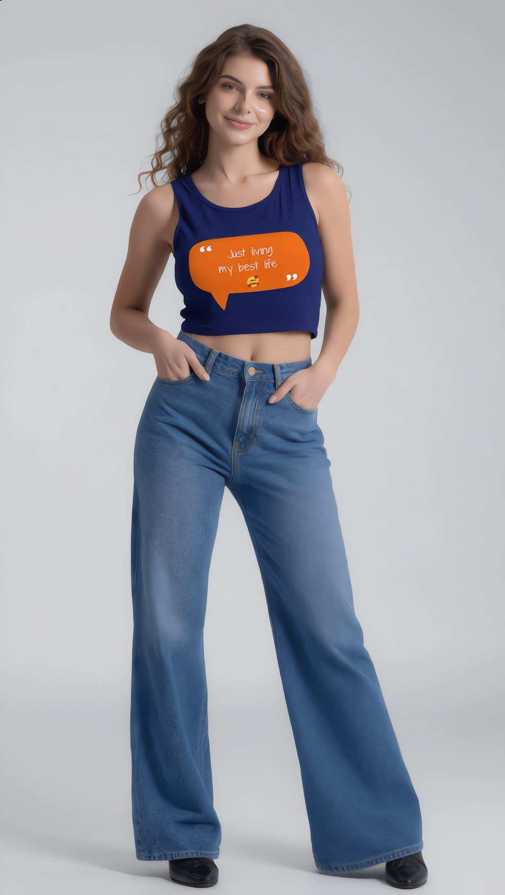 Crop Tops Women Blue
