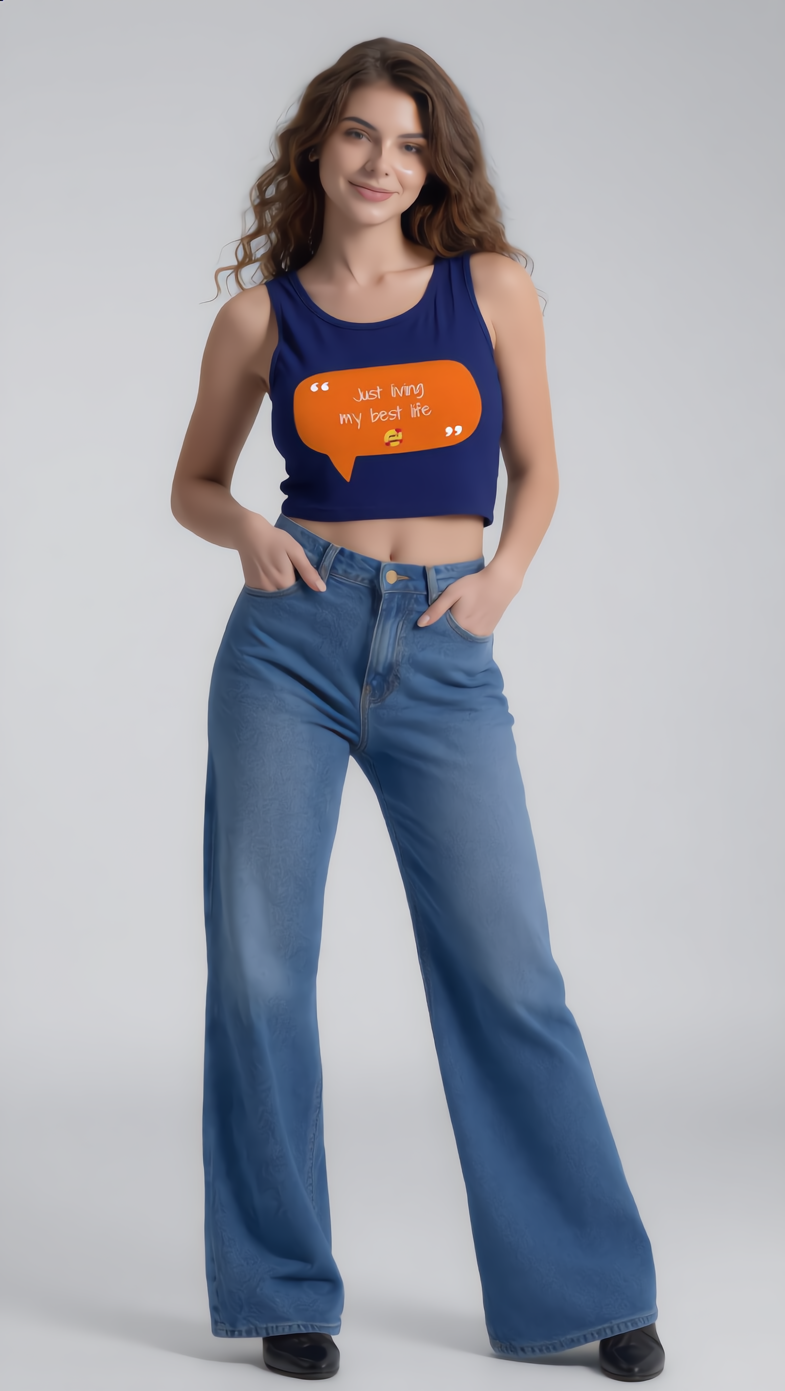 Crop Tops Women Blue