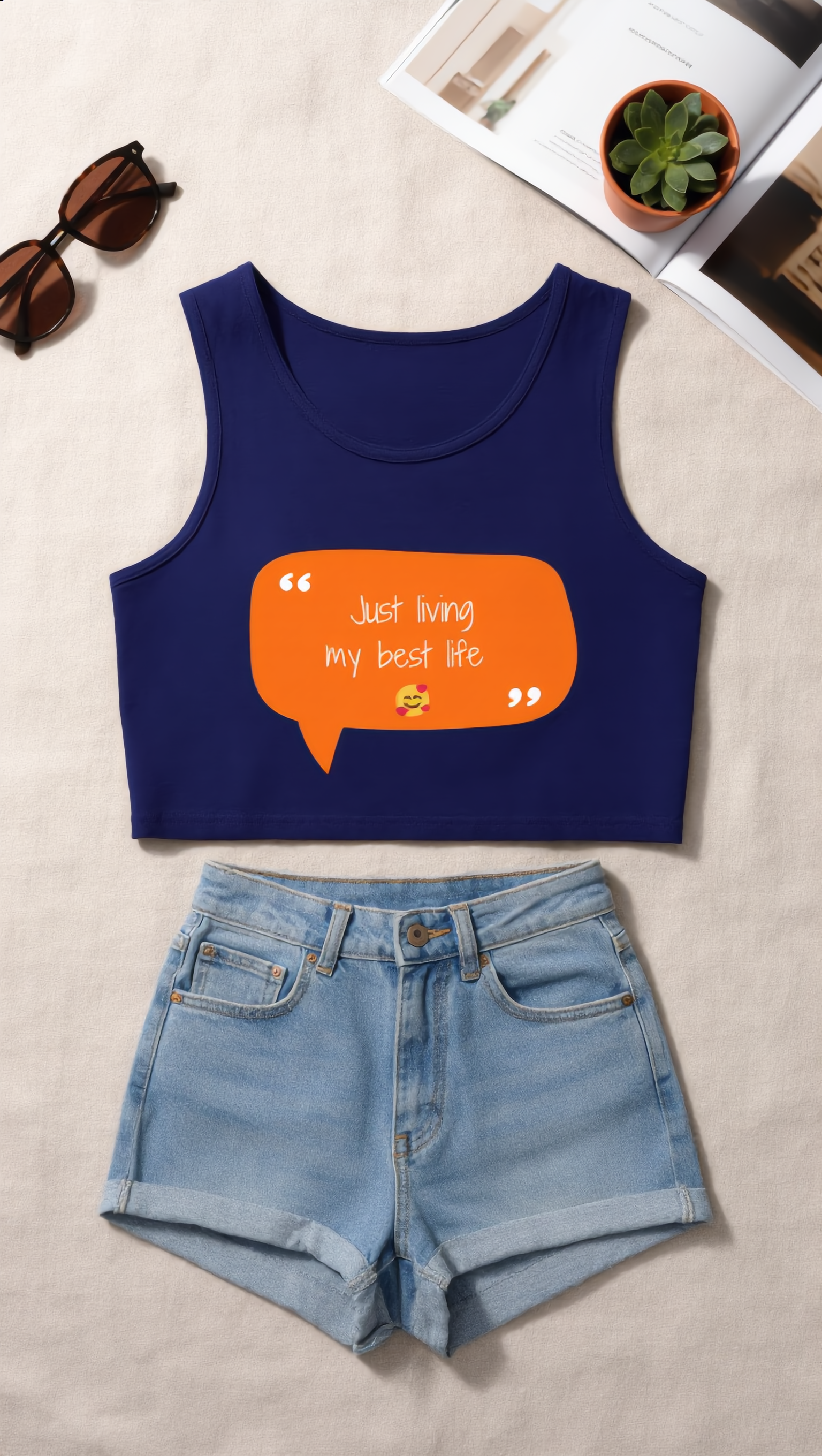 Crop Tops Women Blue